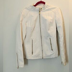 CALVIN KLEIN White Genuine Leather Jacket